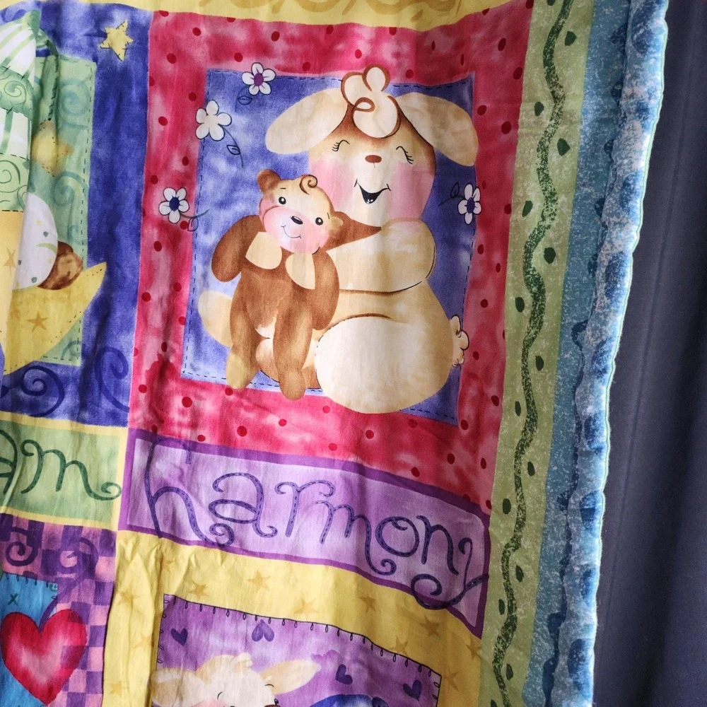 Michelle L Palmer Baby Quilt Reversible Animal Nursery Blanket 32x42 Multicolor